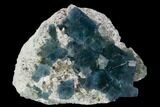 Cubic, Blue-Green Fluorite Crystals on Quartz - China #128554-1